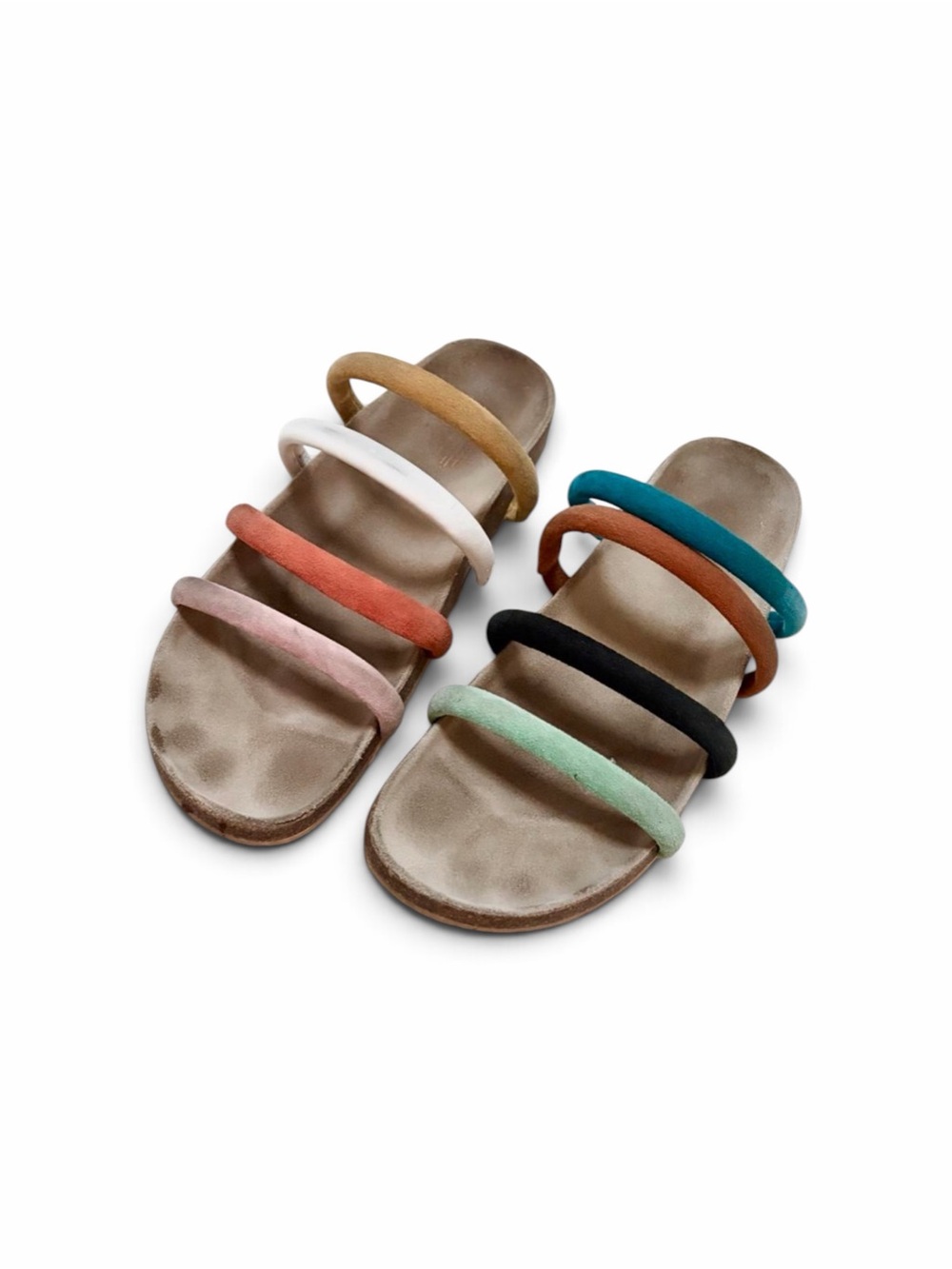 Charlotte Stone Multi-Color Strappy Women’s Slide Sandals